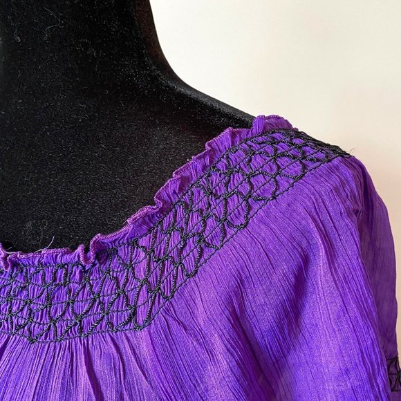 Boho Purple semi-sheer blouse Derek Heart sz M - Picture 4 of 6